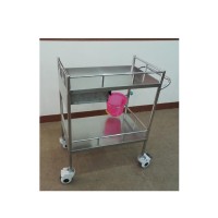 Hospital medical treatment trolley cart with wheels and dust-bin,made of stainless steel iso proved