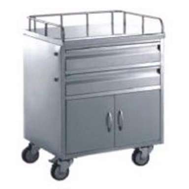 Hospital medicine trolley cart with drawers and wheels made of stainless steel