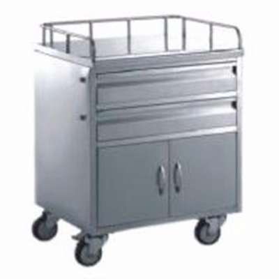 Hospital medicine trolley cart with drawers and wheels made of stainless steel