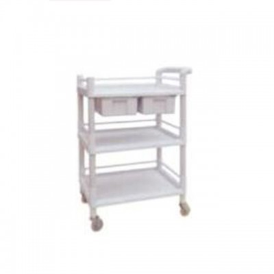 ABS hospital medical equipment trolley cart with storage shelf and wheels